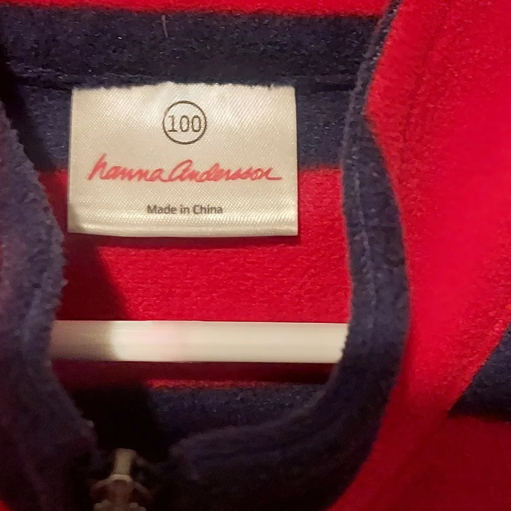Hanna Andersson Fleece Quarter Zip 1/4 Pullover Size 100 4 Red Boy’s Striped